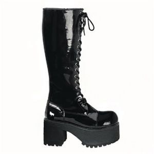Sinister Demonia Ranger lace up boots patent leather size 8